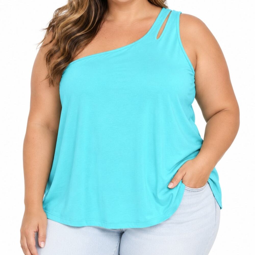 Torrid Blue One Shoulder Cutout Tank Top Size 3 Plus Size NWT